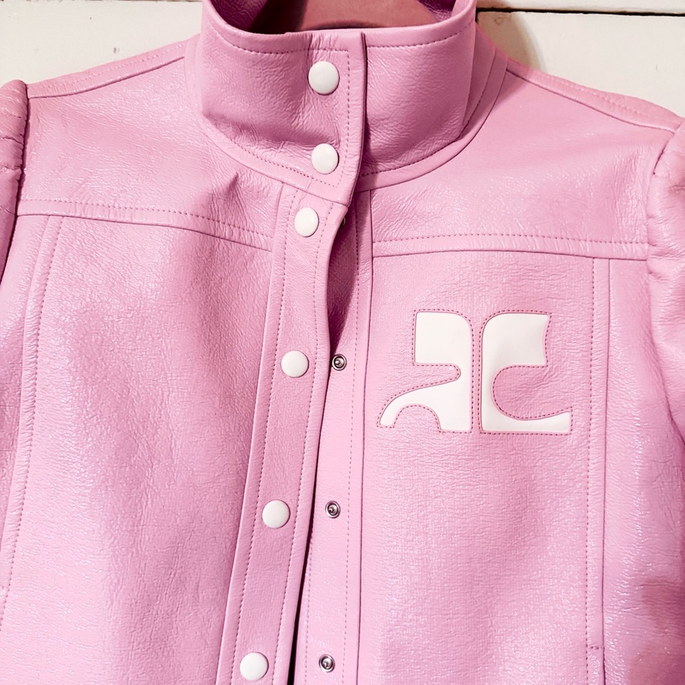 BNWT, stunning Pink color COURREGES jacket, a little shiny , that makes it stand